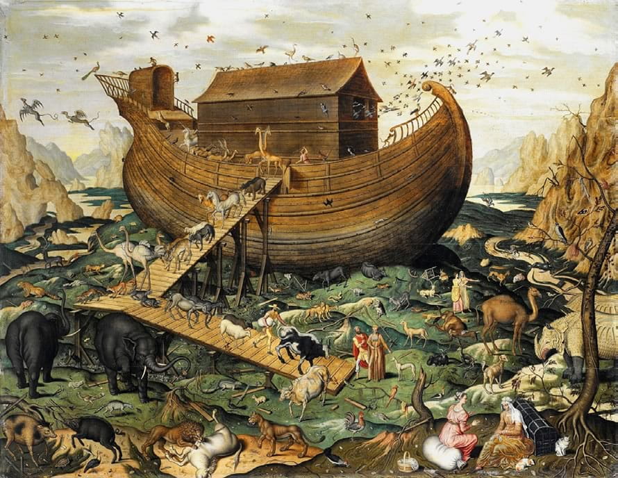 El arca de Noé sobre el monte Ararat. Simon de Myle, 1570.