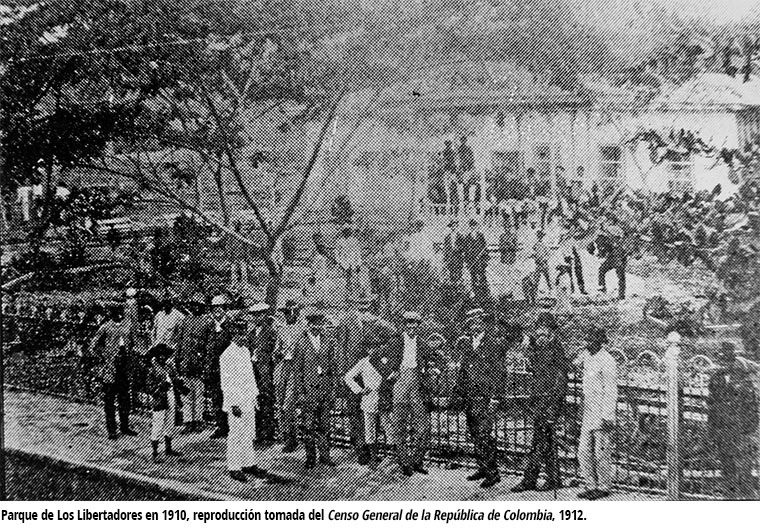 Parque de Los Libertadores en 1910, reproducción tomada del Censo General de la República de Colombia, 1912.